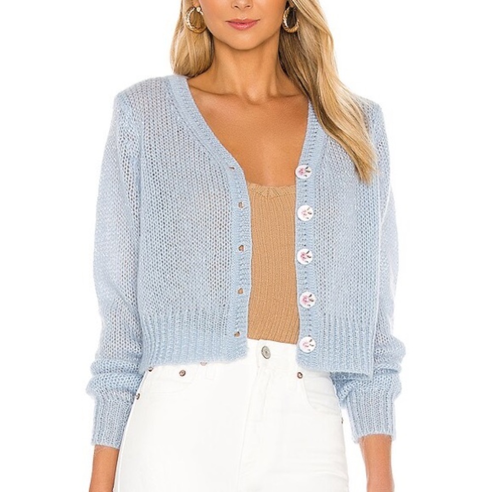 NWT LOVESHACKFANCY FOLLEY CARDIGAN IN DREAMY BLUE SMALL